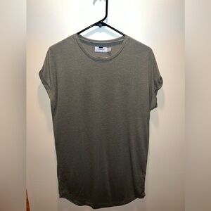 TOPMAN Longline T-shirt, Size M, Olive Green